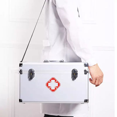Empty Portable Metal Aluminum Alloy First Aid Box Case With Lock For Clinic Home Visit Outcalls case Kit
