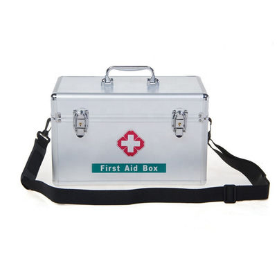 Empty Portable Metal Aluminum Alloy First Aid Box Case With Lock For Clinic Home Visit Outcalls case Kit