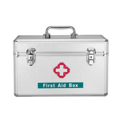 Empty Portable Metal Aluminum Alloy First Aid Box Case With Lock For Clinic Home Visit Outcalls case Kit