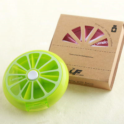 Small weekly medicine dispenser mini kid pill box  7 cases  round tablet case for children or adult