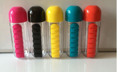 New popular 2 in 1 pill box with water cup  7 Days Pill Box bottle  travel bottle with Weekly pill organizer