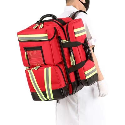 Mochila grande con cilindro de oxígeno, mochila de emergencia con 8 bolsas con cremallera convenientes desmontables, bolsa de primeros auxilios de gran capacidad