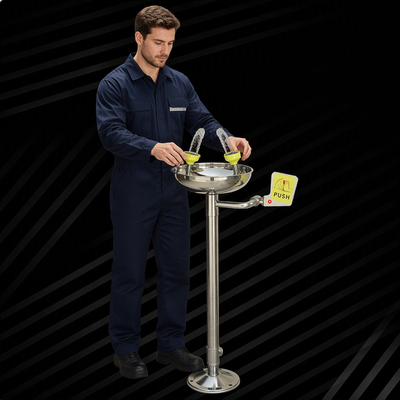 304 SS Floor‑Mounted Eyewash Station